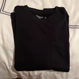 Mens Black Oversized Long Sleeve Shirt with Pocket